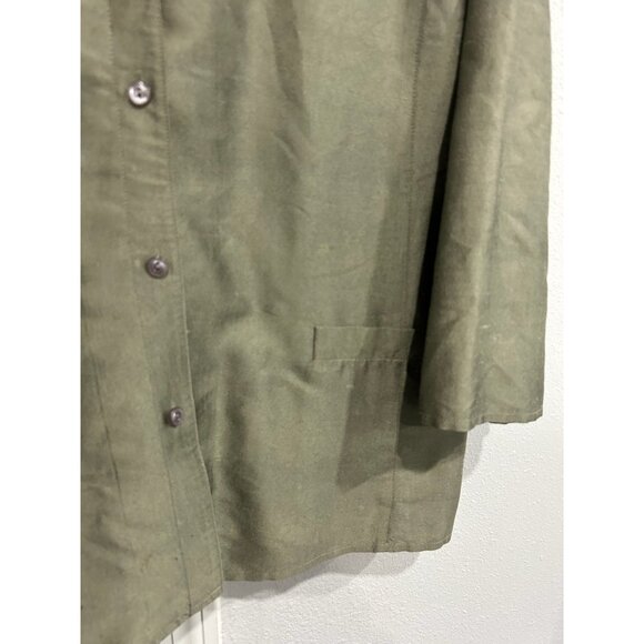 J. Jill Womens 100% Silk Blazer Jacket Size 18 Olive Green - Picture 4 of 9